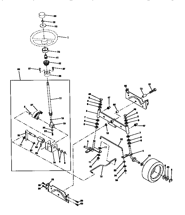 Steering Assembly Diagram and Parts List for 917272021  Craftsman Lawn Tractor