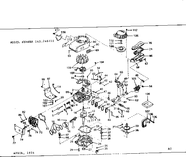 Replacement Parts Diagram and Parts List for 143246212  Craftsman Engine