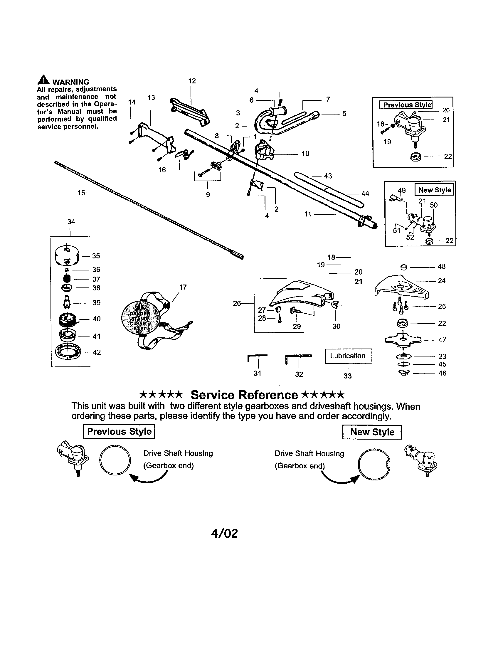 Driveshaft/service Reference Diagram and Parts List for 358794380  Craftsman Trimmer