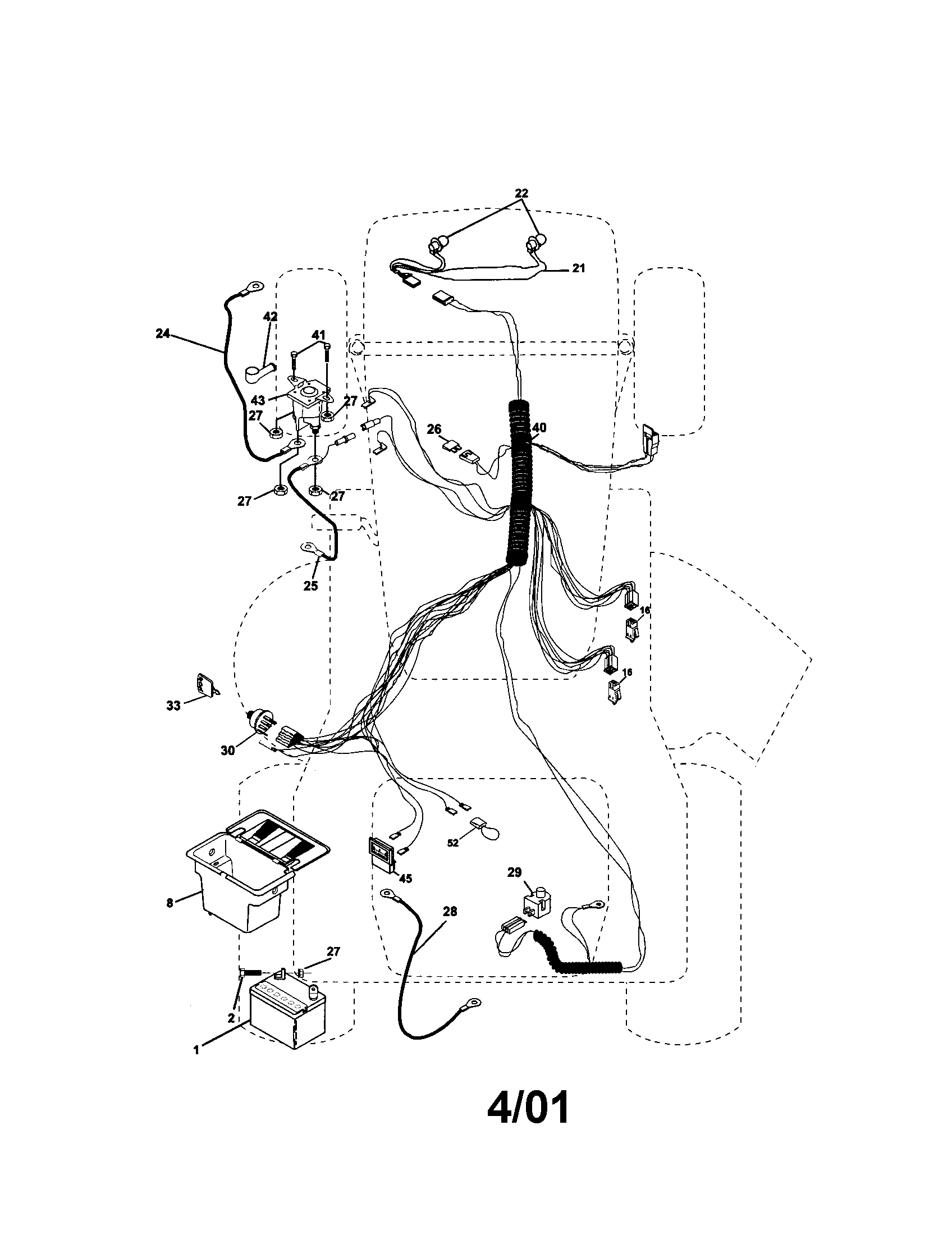 Electrical Diagram and Parts List for 917272431  Craftsman Lawn Tractor