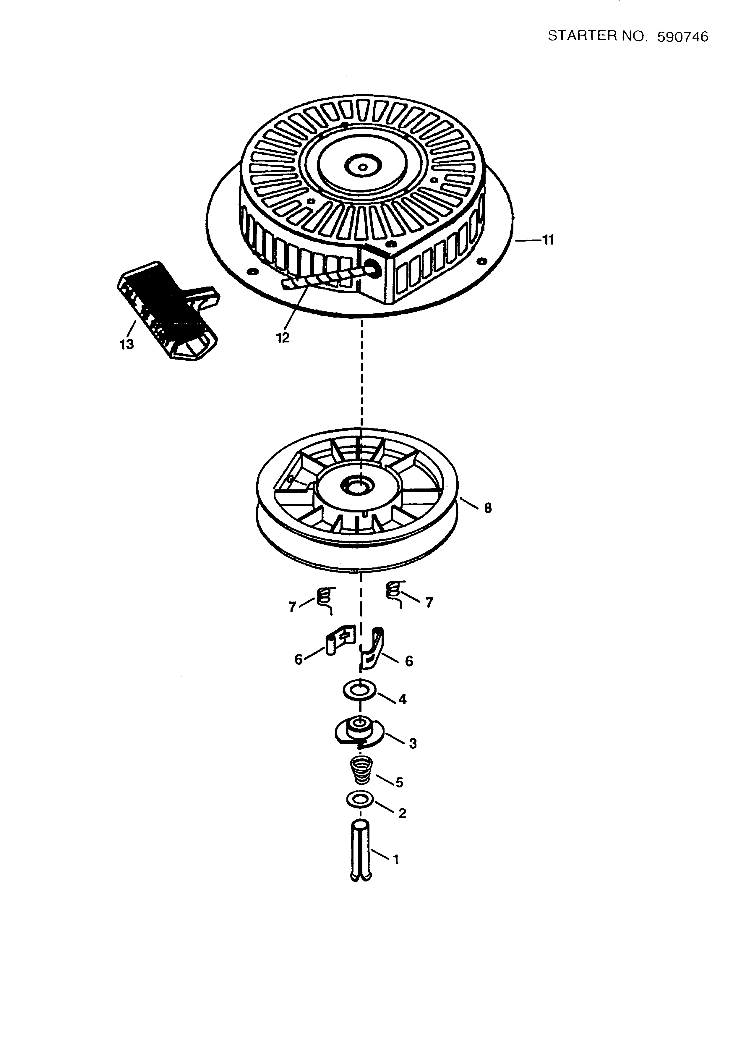 Starter 590746 Diagram and Parts List for 143988503  Craftsman Engine