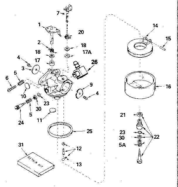 Replacement Parts Diagram and Parts List for 143395022  Craftsman Engine