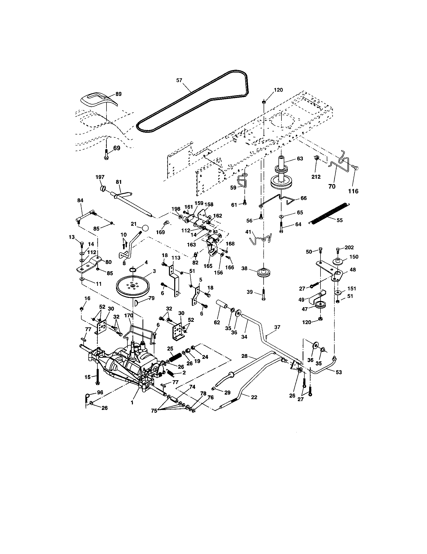 Ground Drive Diagram and Parts List for 917273758  Craftsman Lawn Tractor