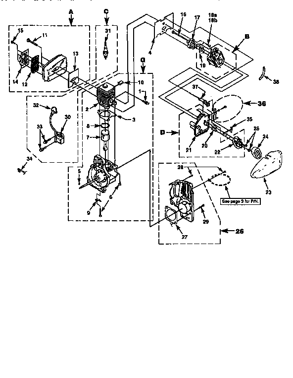 Cylinder Assembly Diagram and Parts List for 74119  Craftsman Trimmer