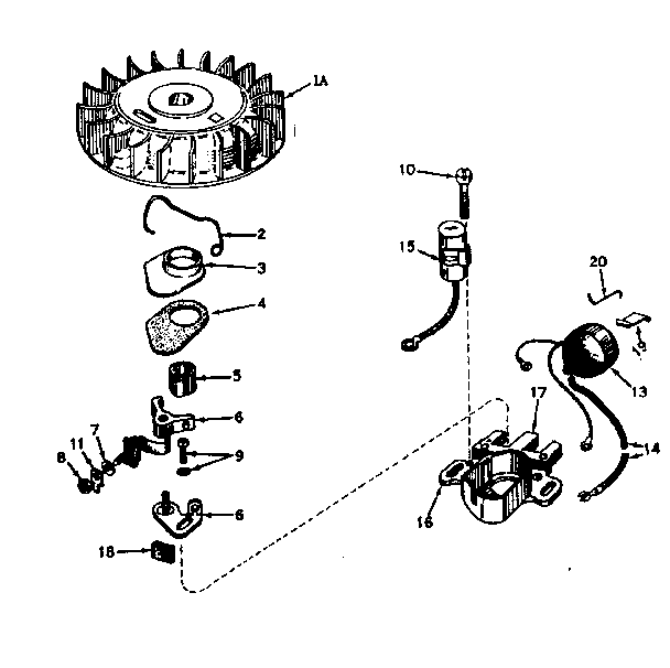 Magneto No. 610693a Diagram and Parts List for 143161162  Craftsman Engine