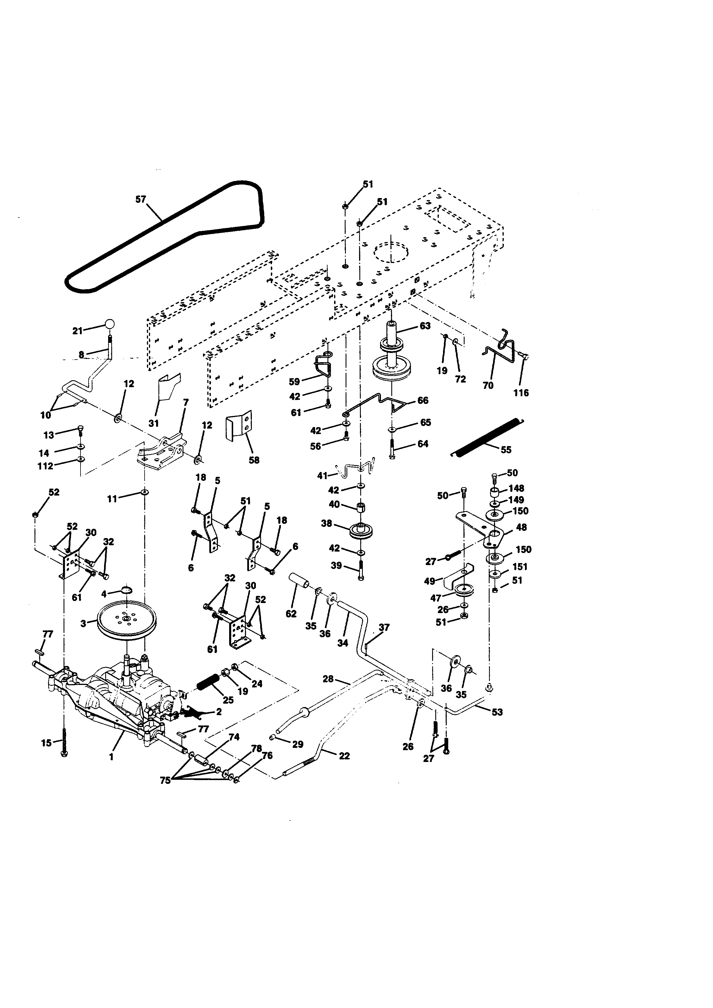 Ground Drive Diagram and Parts List for 917270412  Craftsman Lawn Tractor