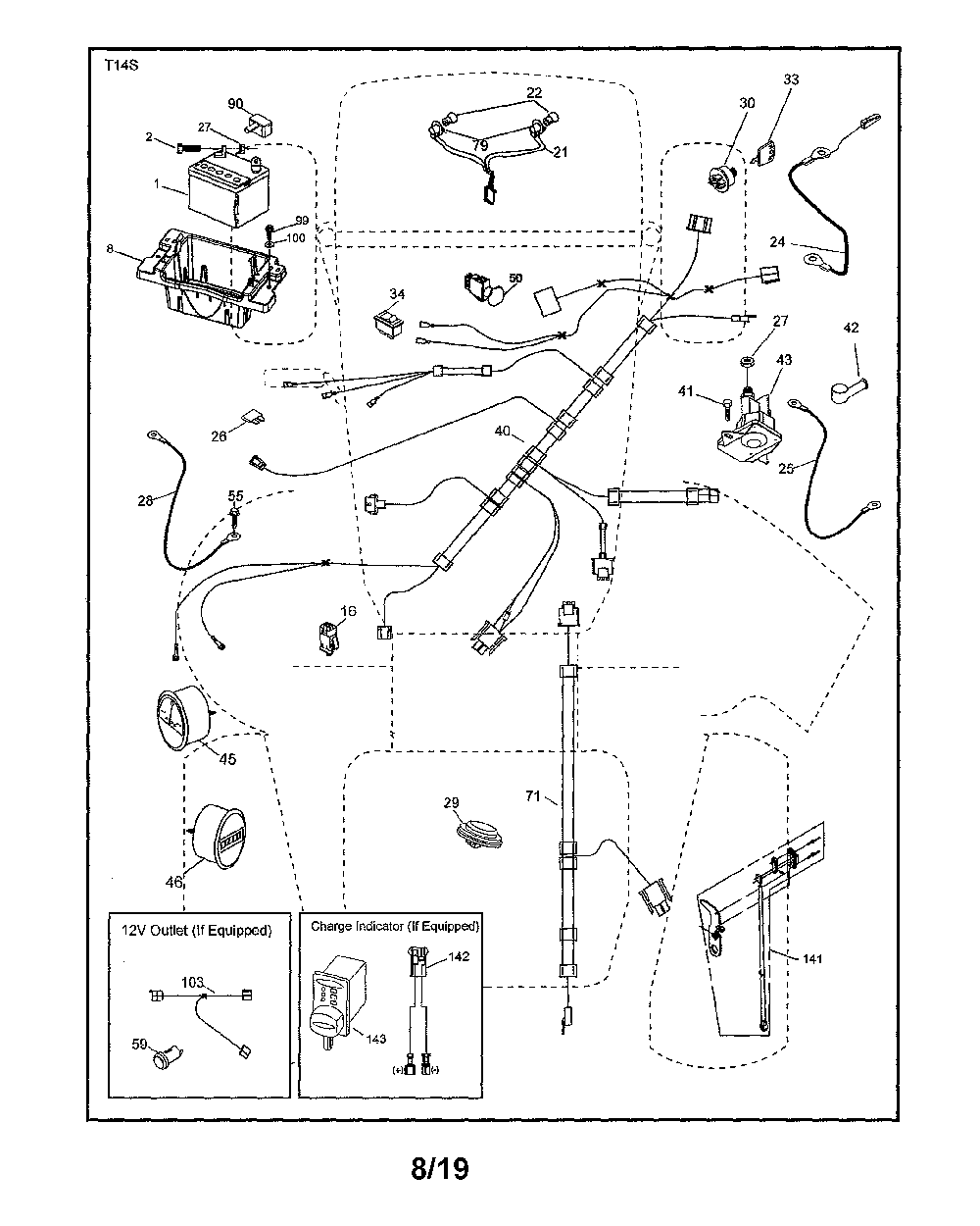 Electrical Diagram and Parts List for 96042022000  Craftsman Lawn Tractor