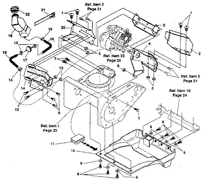 Frame Components Diagram and Parts List for 536884420  Craftsman Snow Blower