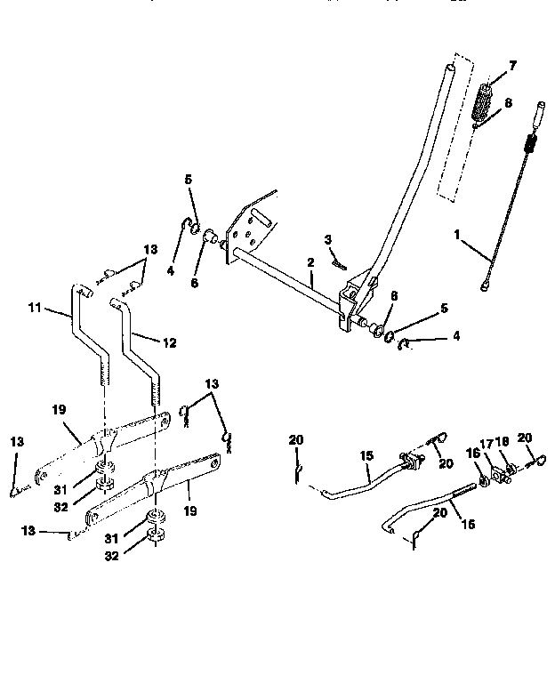 Lift Diagram and Parts List for 917258081  Craftsman Lawn Tractor