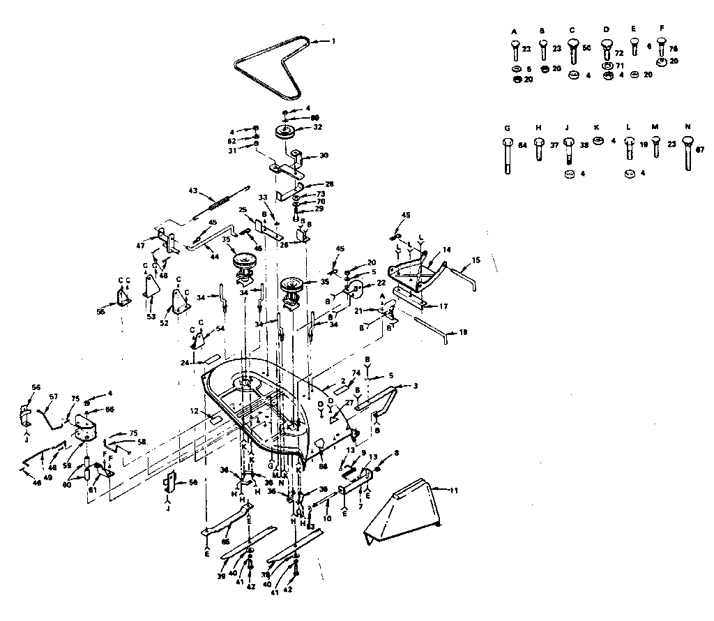 Mower Deck Diagram and Parts List for 917255742  Craftsman Lawn Tractor