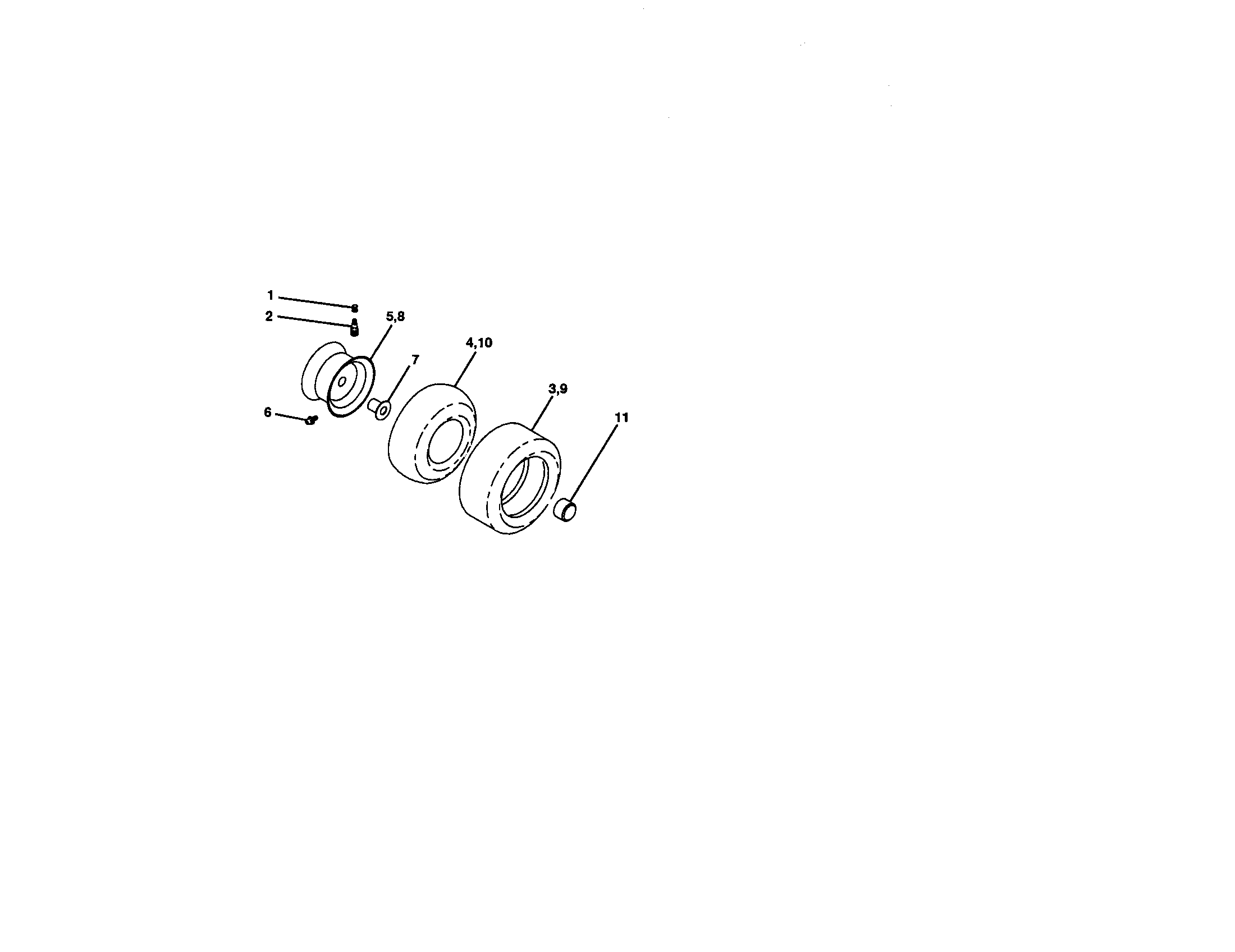 Wheels And Tires Diagram and Parts List for 917270732  Craftsman Lawn Tractor