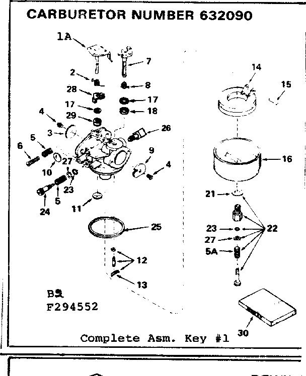 Carburetor Diagram and Parts List for 143294552  Craftsman Engine