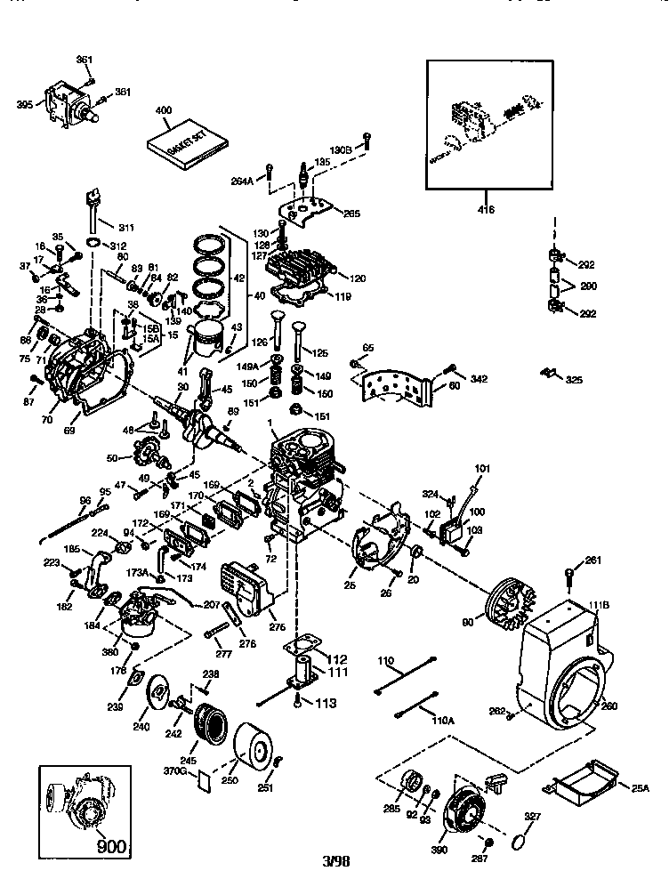 Engine 143.981007 Diagram and Parts List for 143981007  Craftsman Engine