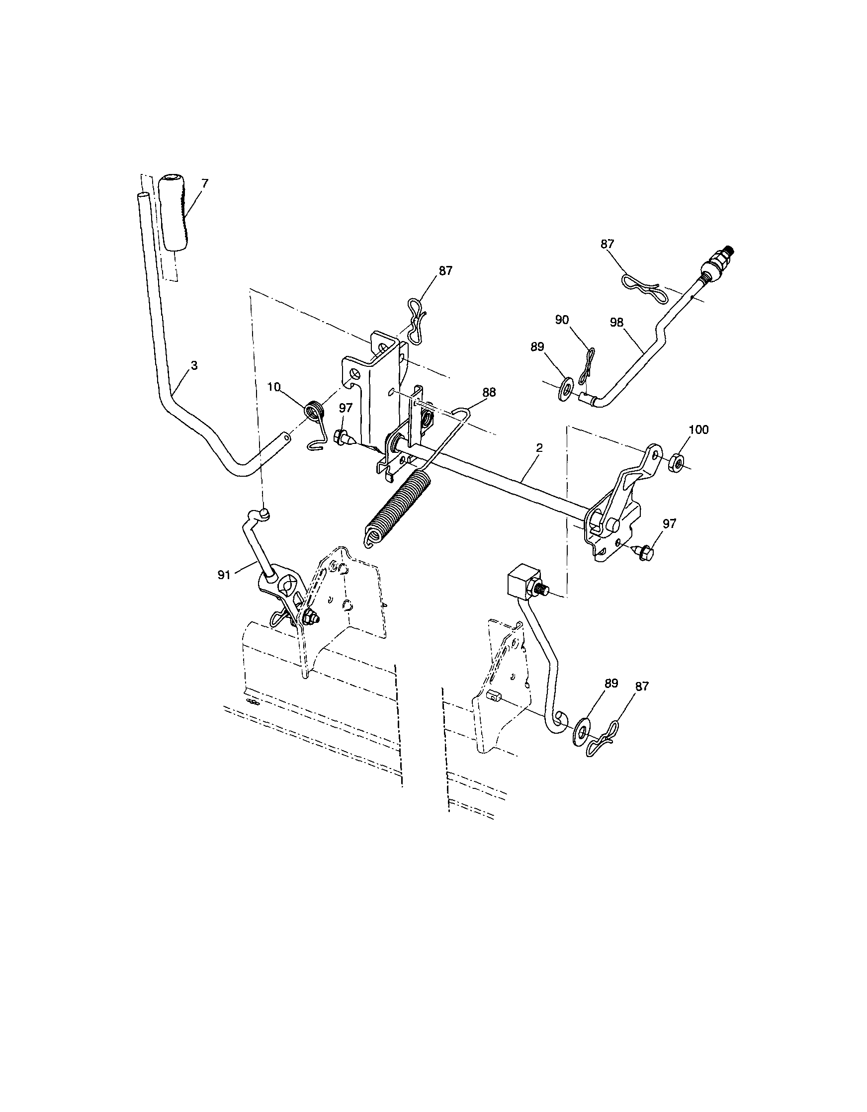 Lift Diagram and Parts List for 917288342  Craftsman Lawn Tractor