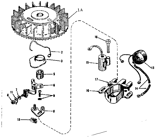 Magneto No. 610667 Diagram and Parts List for 143123041  Craftsman Engine