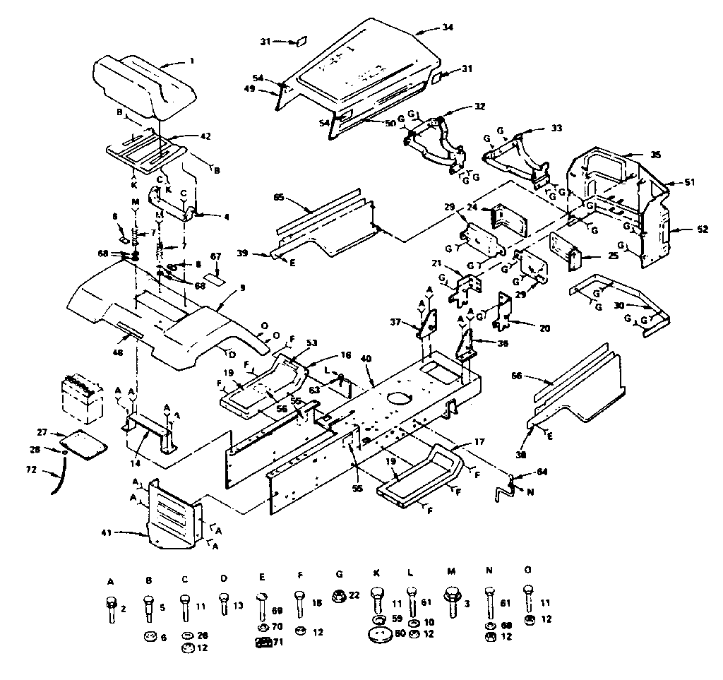 Enclosure Diagram and Parts List for 917255741  Craftsman Lawn Tractor