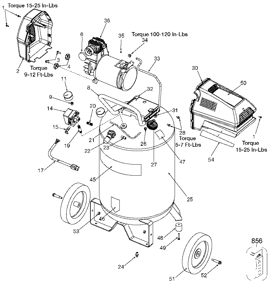 Default Diagram and Parts List for 919-16557 Type 0 Craftsman Compressor