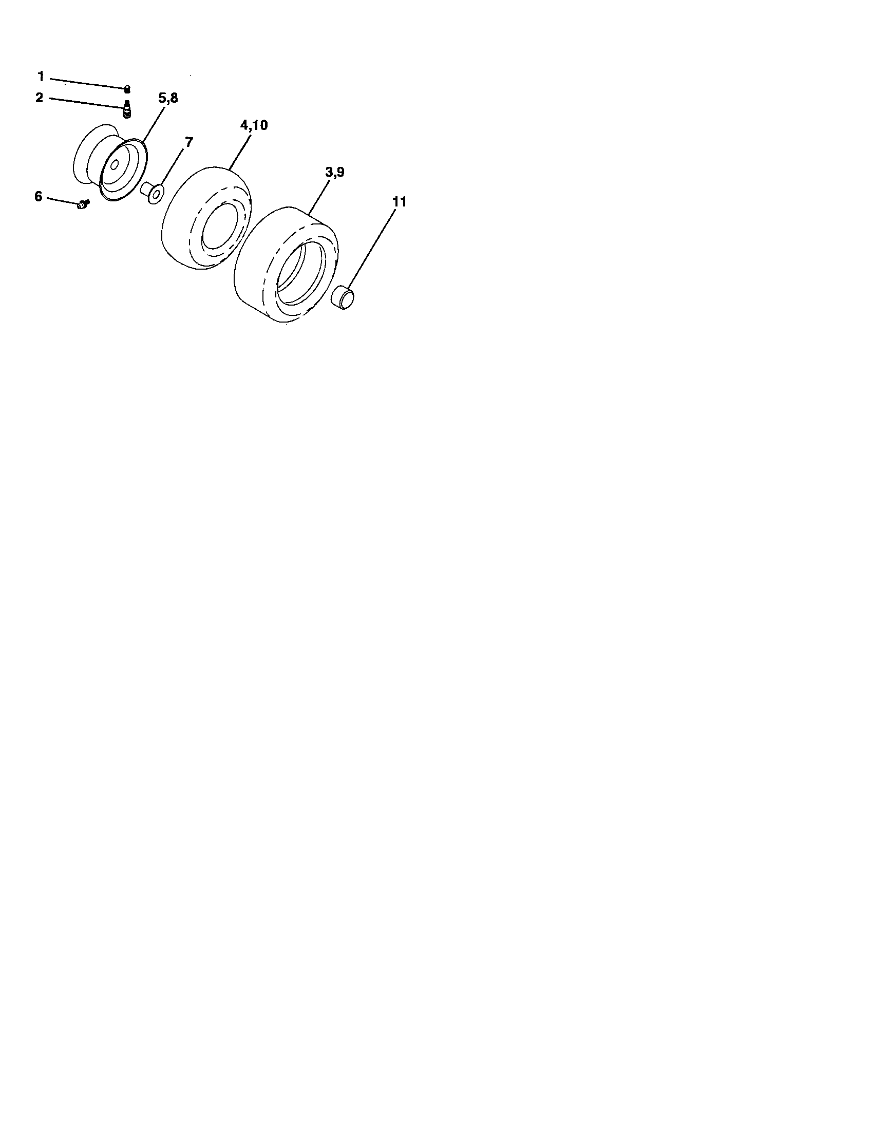 Wheels And Tires Diagram and Parts List for 917276820  Craftsman Lawn Tractor