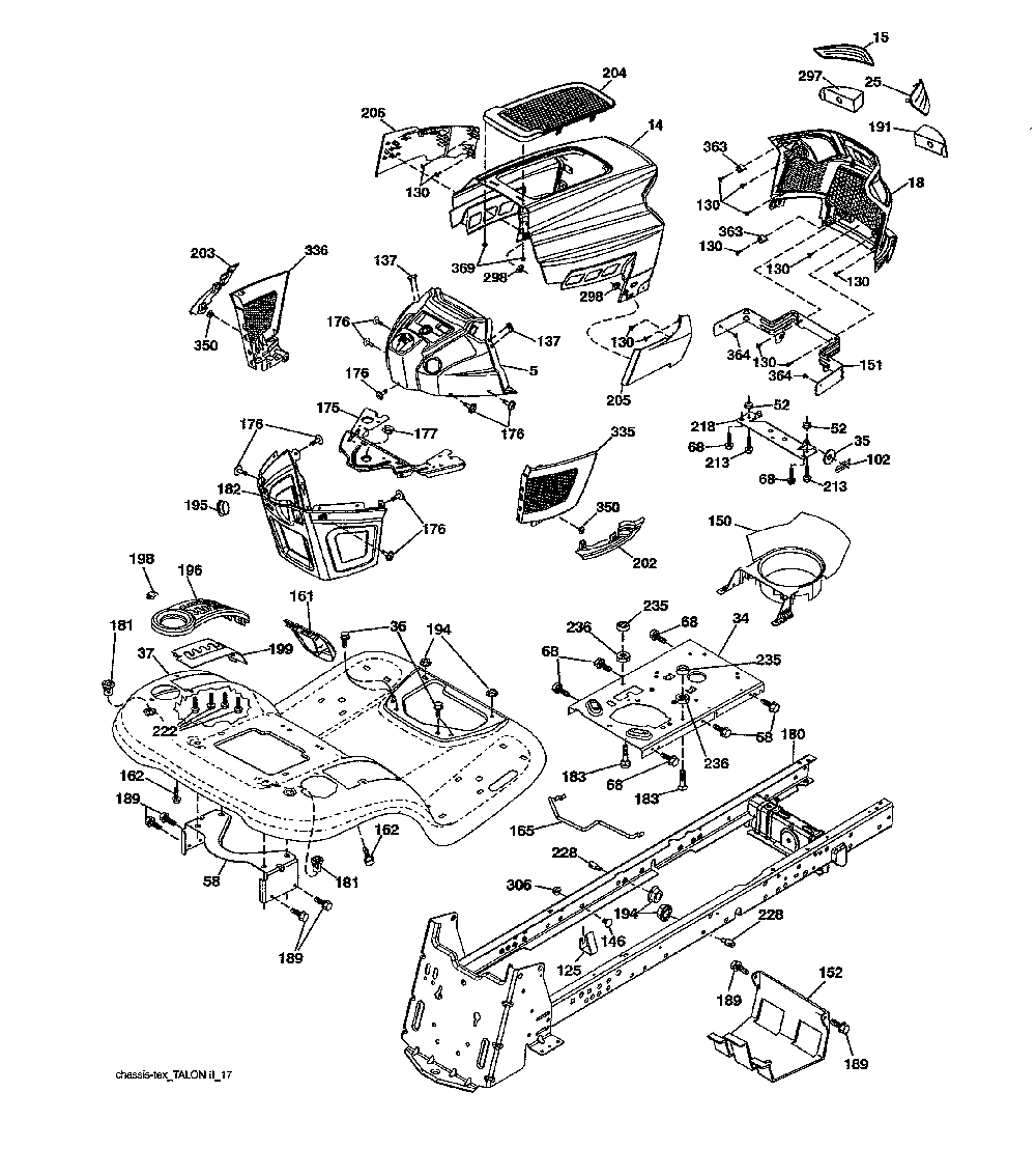 Chassis assembly Diagram and Parts List for 960420221  Craftsman Lawn Tractor