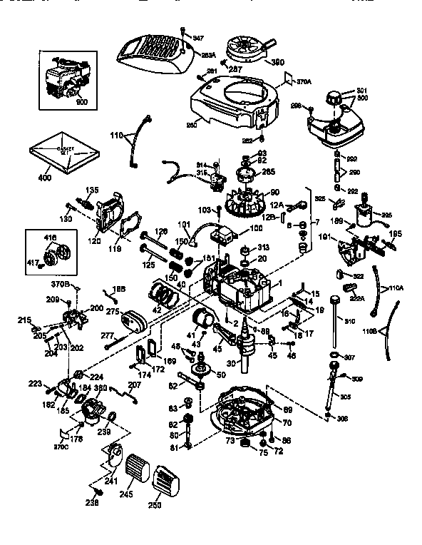 Replacement Parts Diagram and Parts List for 143976252  Craftsman Engine