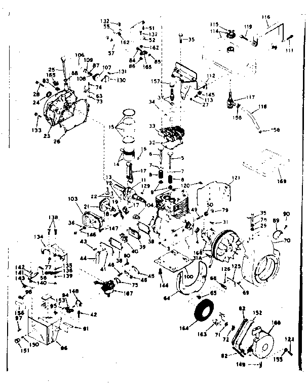 Basic Engine Diagram and Parts List for 143606042  Craftsman Engine