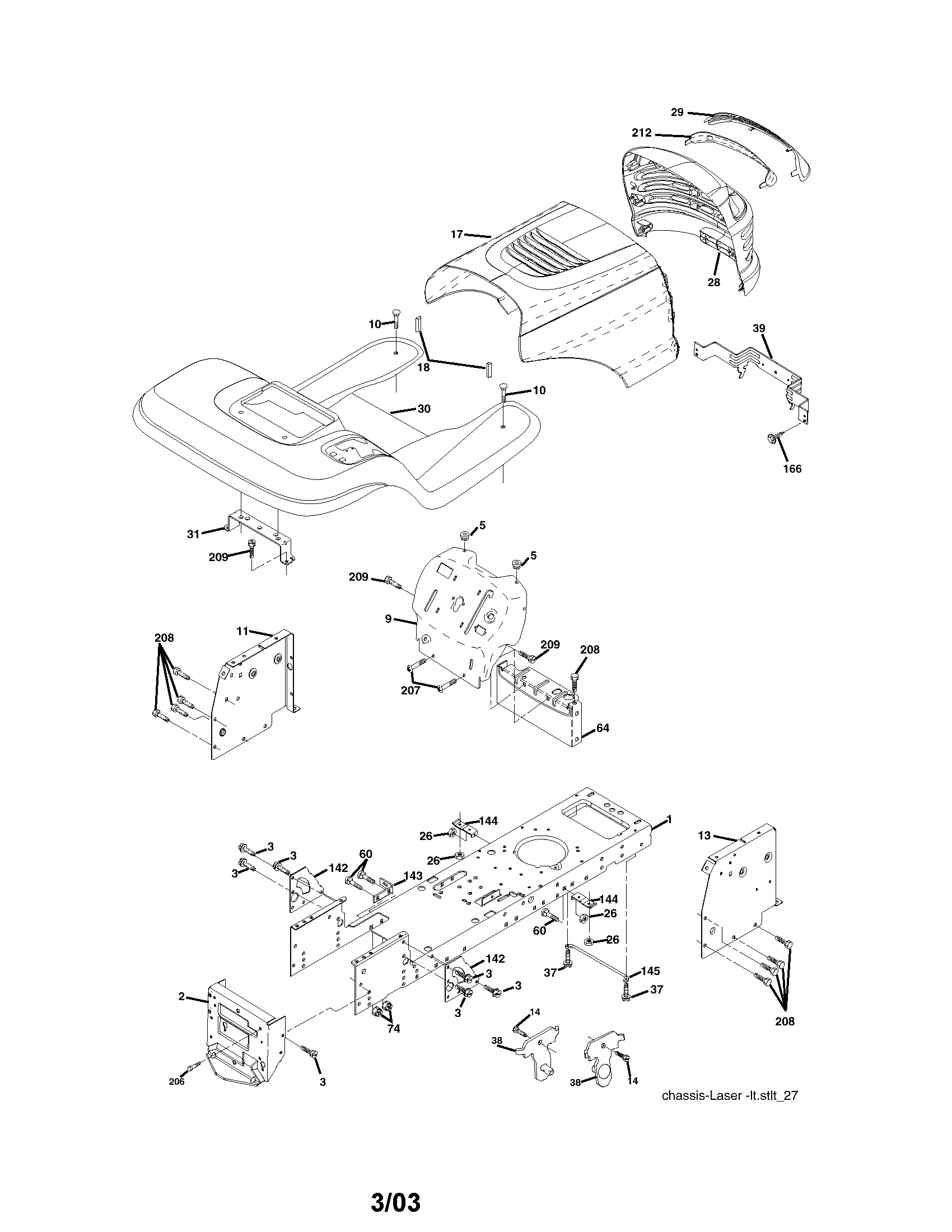 Chassis And Enclosures Diagram and Parts List for 917272760  Craftsman Lawn Tractor