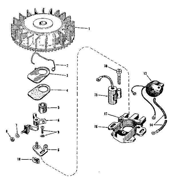 Magneto Diagram and Parts List for 143102051  Craftsman Engine