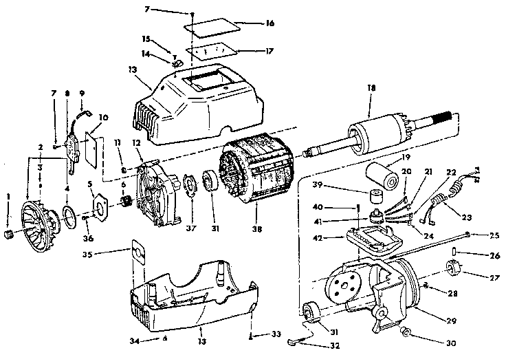 Motor 63870 Diagram and Parts List for 63870  Craftsman Power Motor