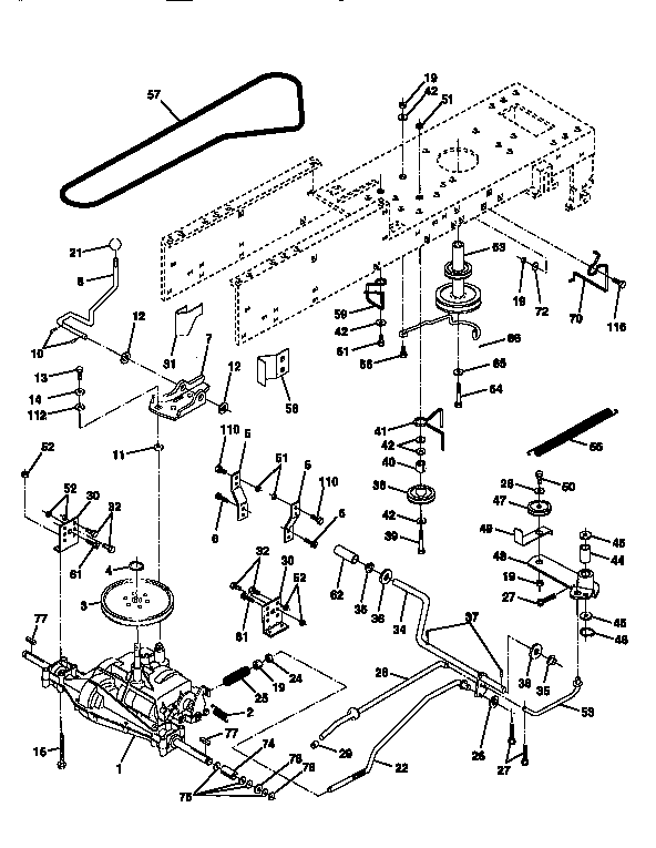 Drive Diagram and Parts List for 917256350  Craftsman Lawn Tractor