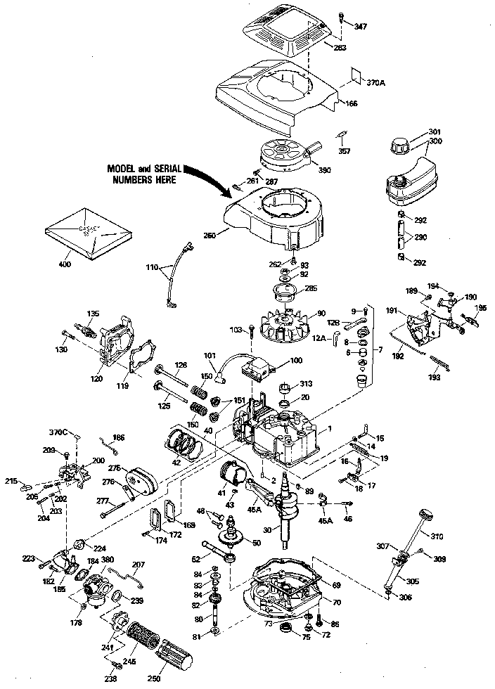Replacement Parts Diagram and Parts List for 143414582  Craftsman Engine