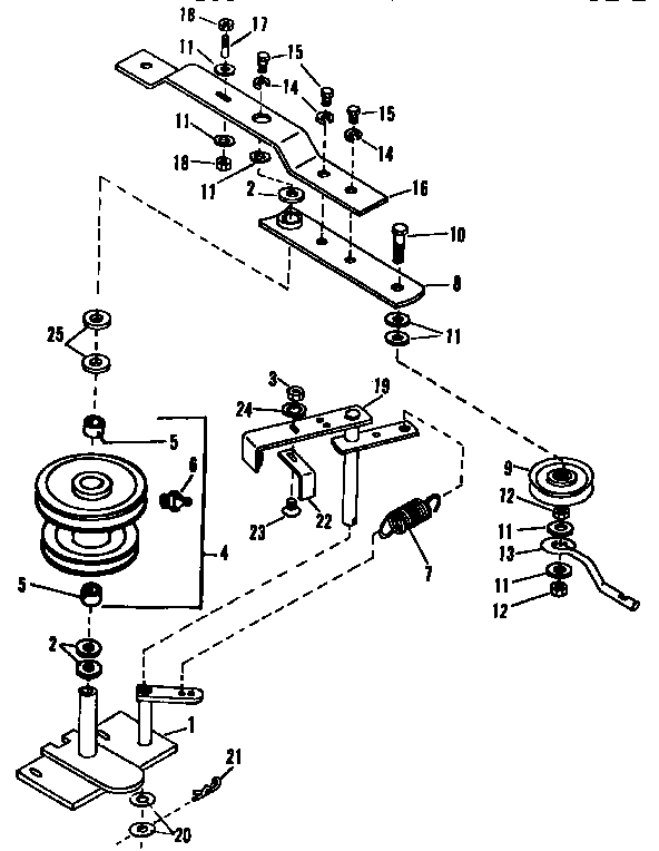 Pulley Assembly Diagram and Parts List for 842240641  Craftsman Snow Blower