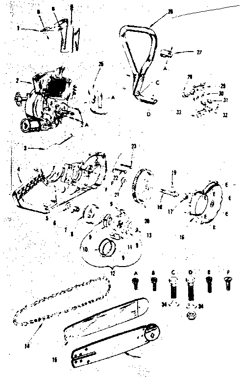 Handle And Centrifugal Clutch Assembly Diagram and Parts List for 91760040  Craftsman Chainsaw