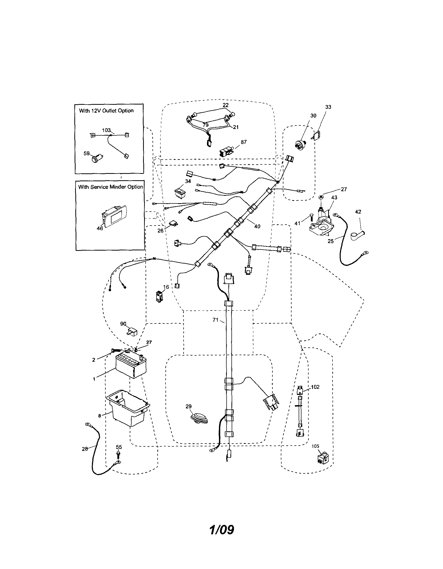 Electrical Diagram and Parts List for 917288342  Craftsman Lawn Tractor