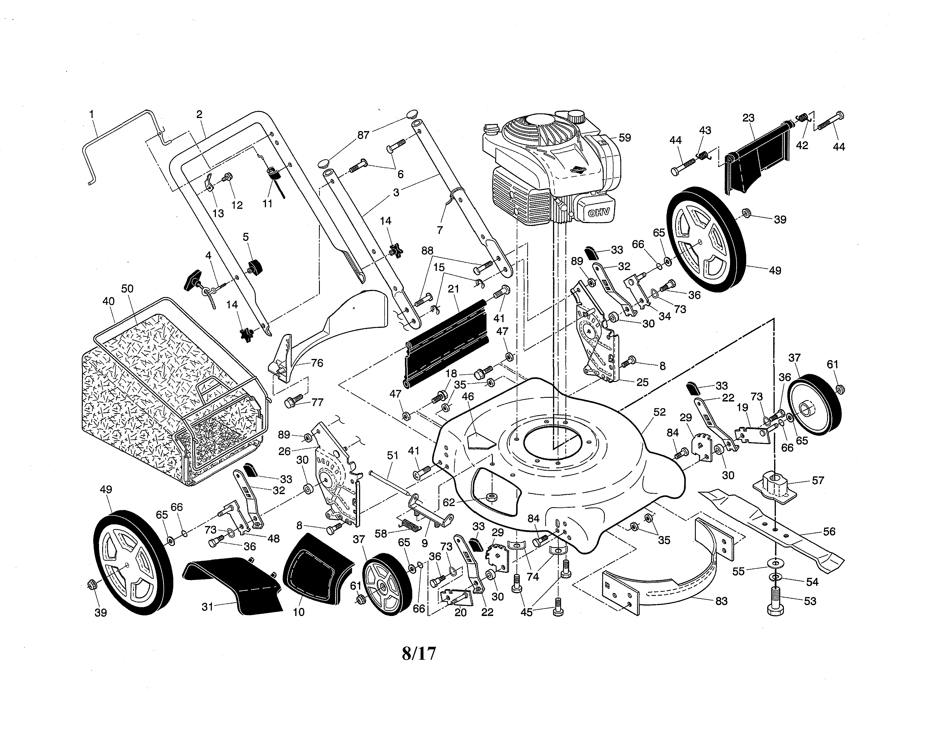 Lawn Mower Diagram and Parts List for 917374200  Craftsman Lawn Mower