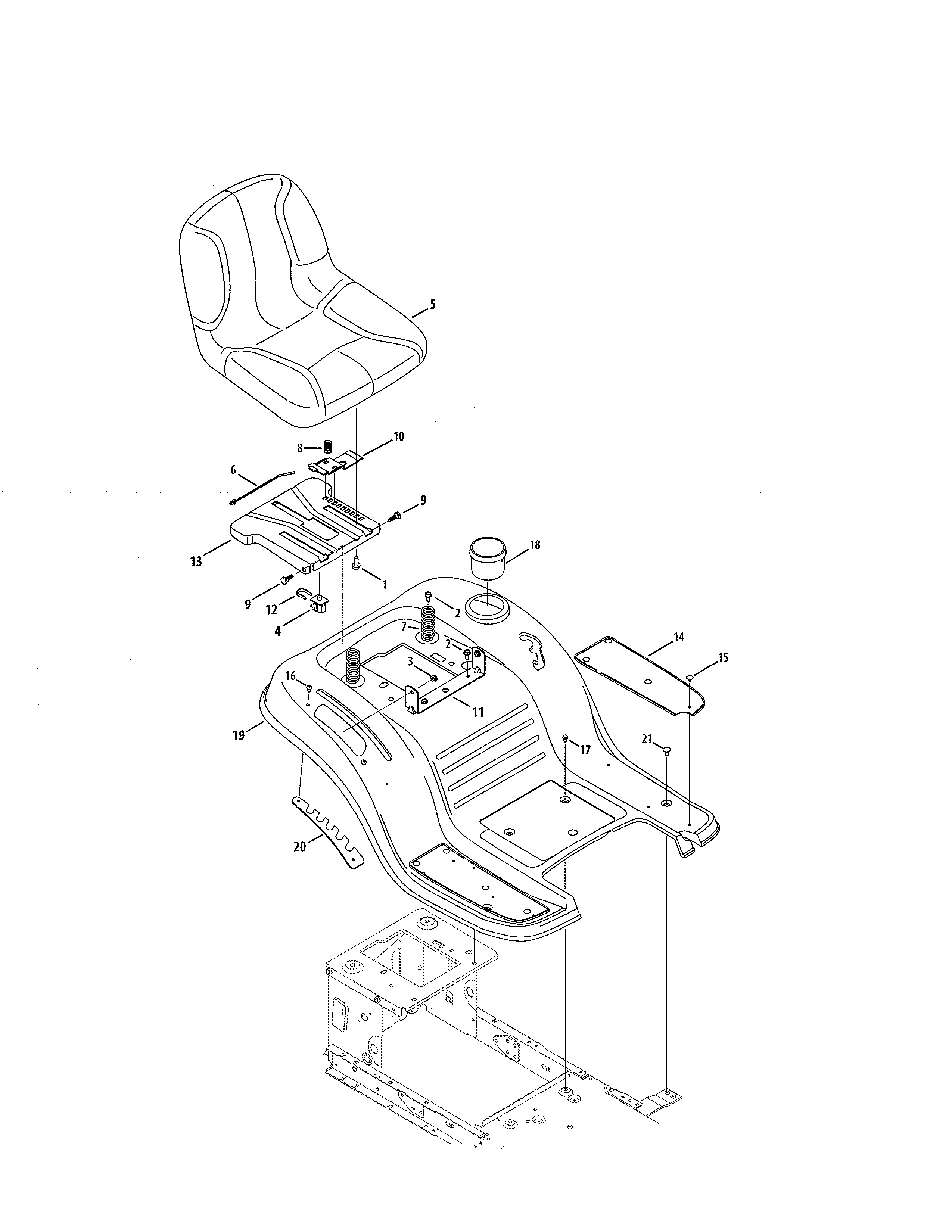 Seat/fender Diagram and Parts List for 247203772  Craftsman Lawn Tractor