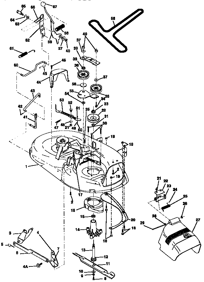 Mower Deck Diagram and Parts List for 917257630  Craftsman Lawn Tractor