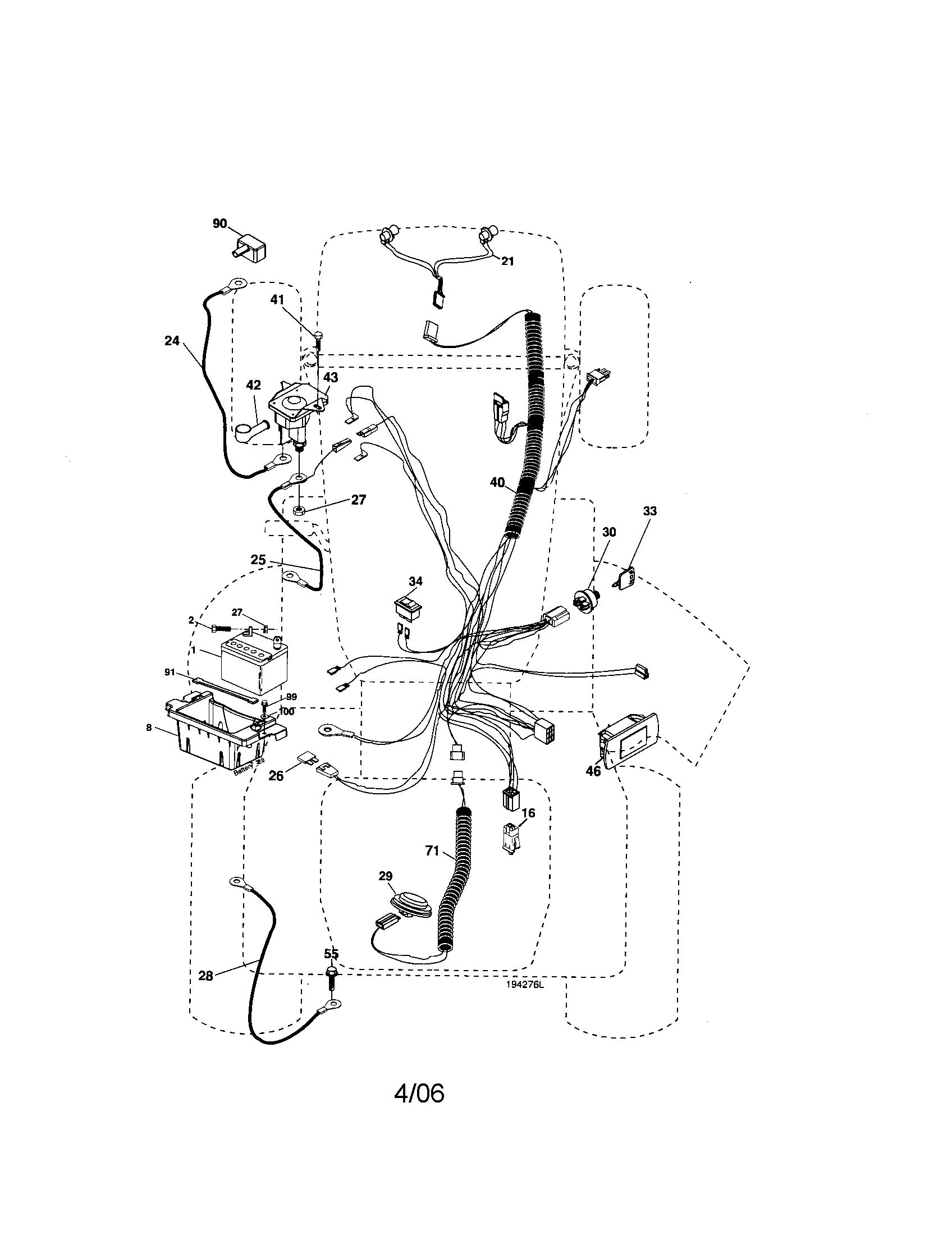 Electrical Diagram and Parts List for 917276683  Craftsman Lawn Tractor
