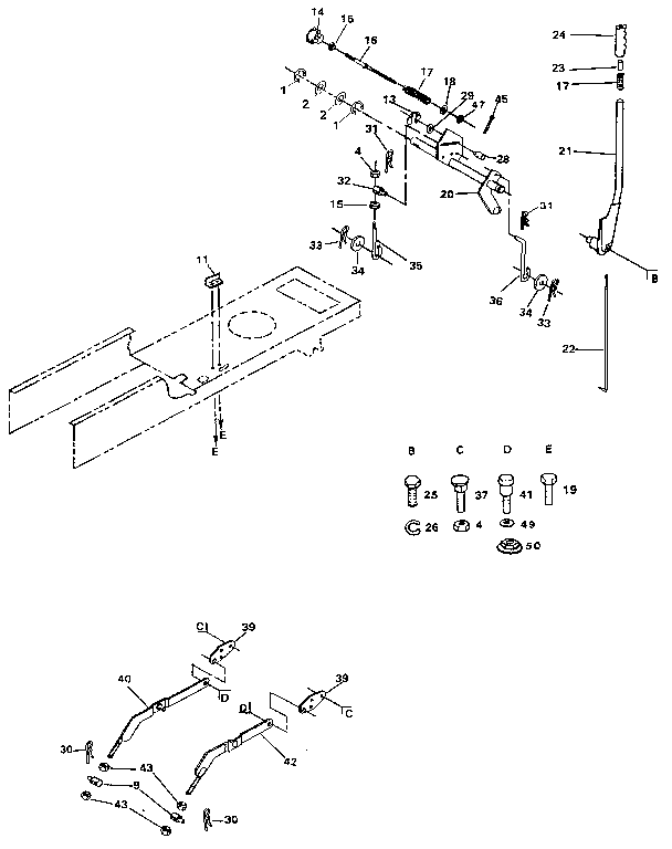 Lift Adjustment Diagram and Parts List for 917254551  Craftsman Lawn Tractor