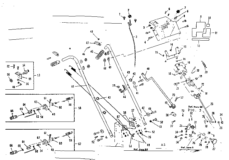 Handle Assembly Diagram and Parts List for 536906101  Craftsman Snow Blower