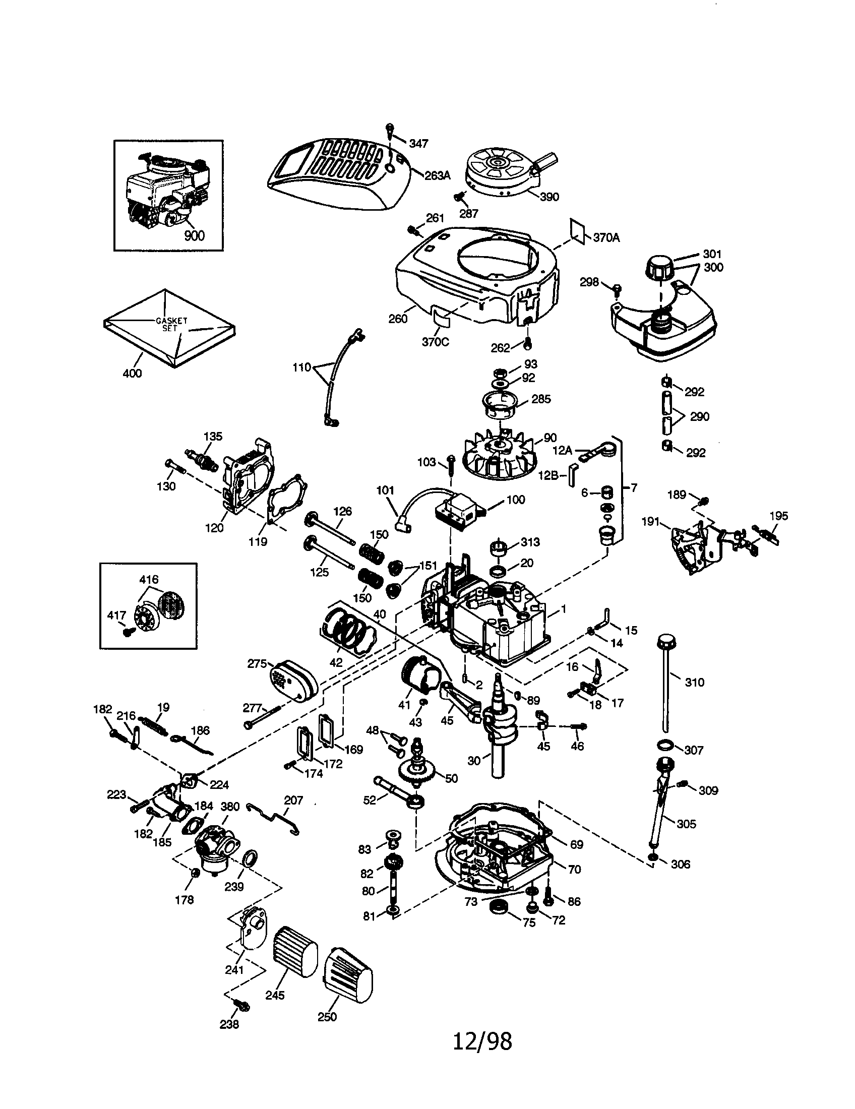Craftsman 4-cycle Engine Diagram and Parts List for 143996518  Craftsman Engine
