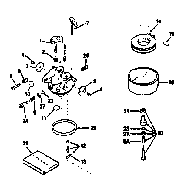 Carburetor No. 632370 Diagram and Parts List for 143786042  Craftsman Engine