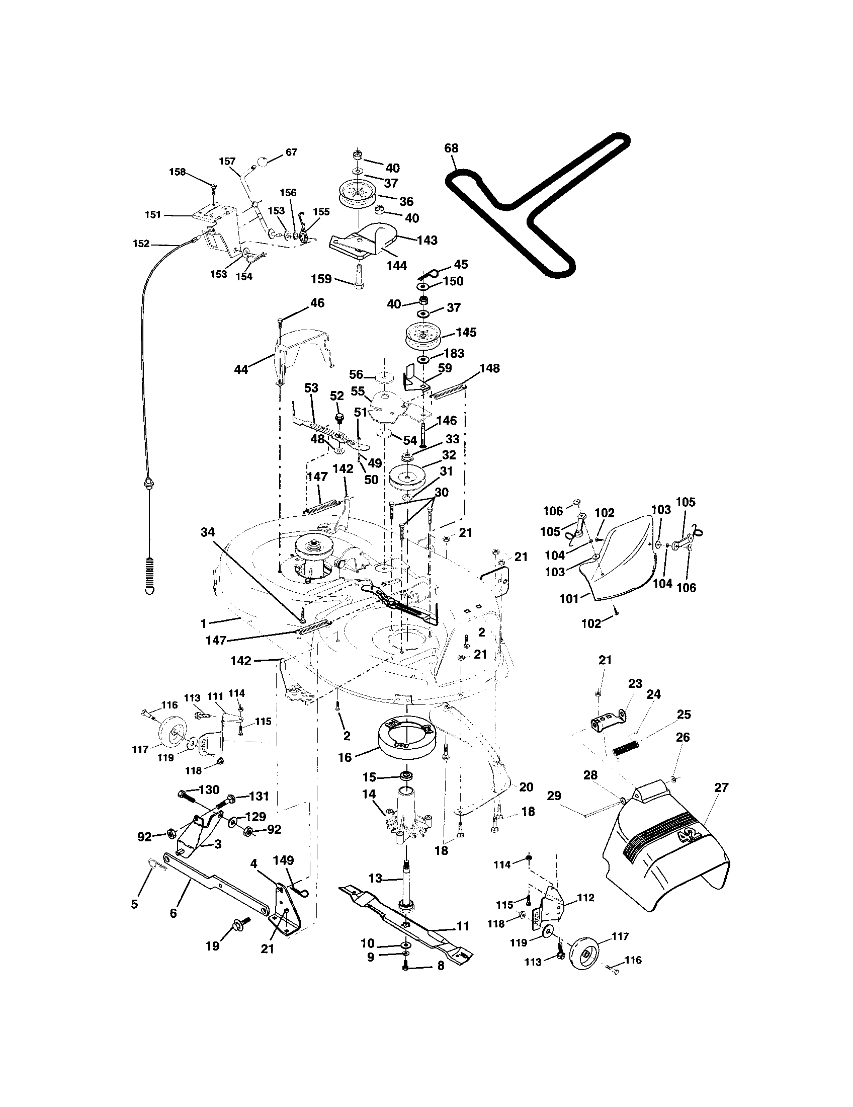 Mower Deck Diagram and Parts List for 917272910  Craftsman Lawn Tractor