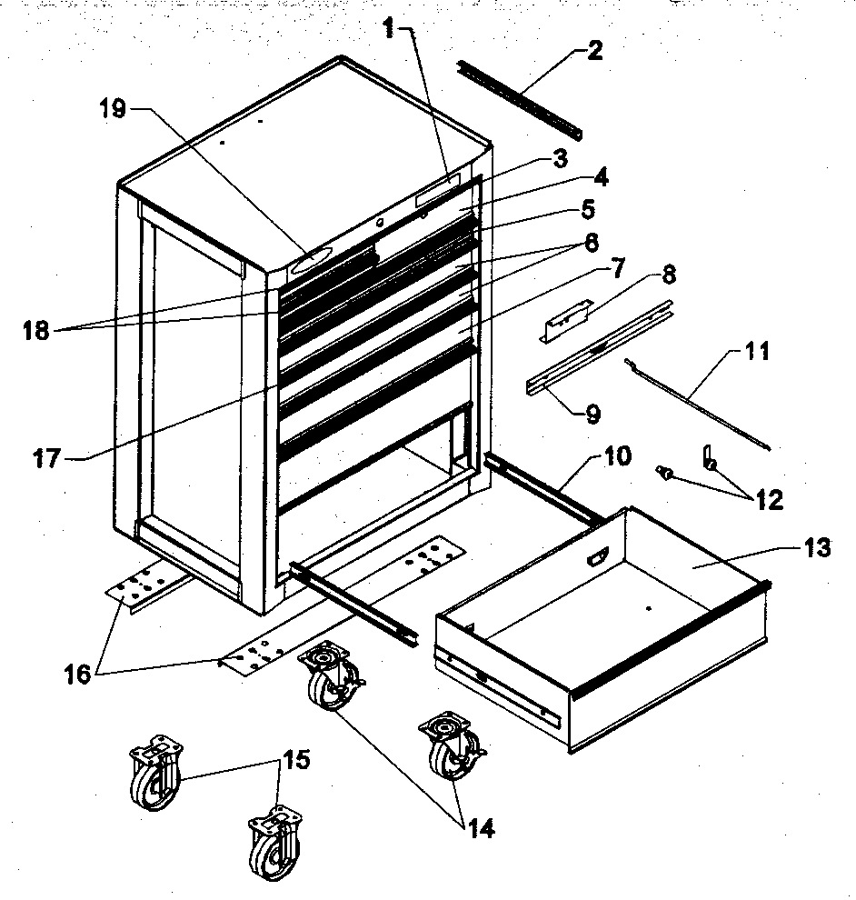 Chest Diagram and Parts List for 706619353  Craftsman Tool Stand & Cart