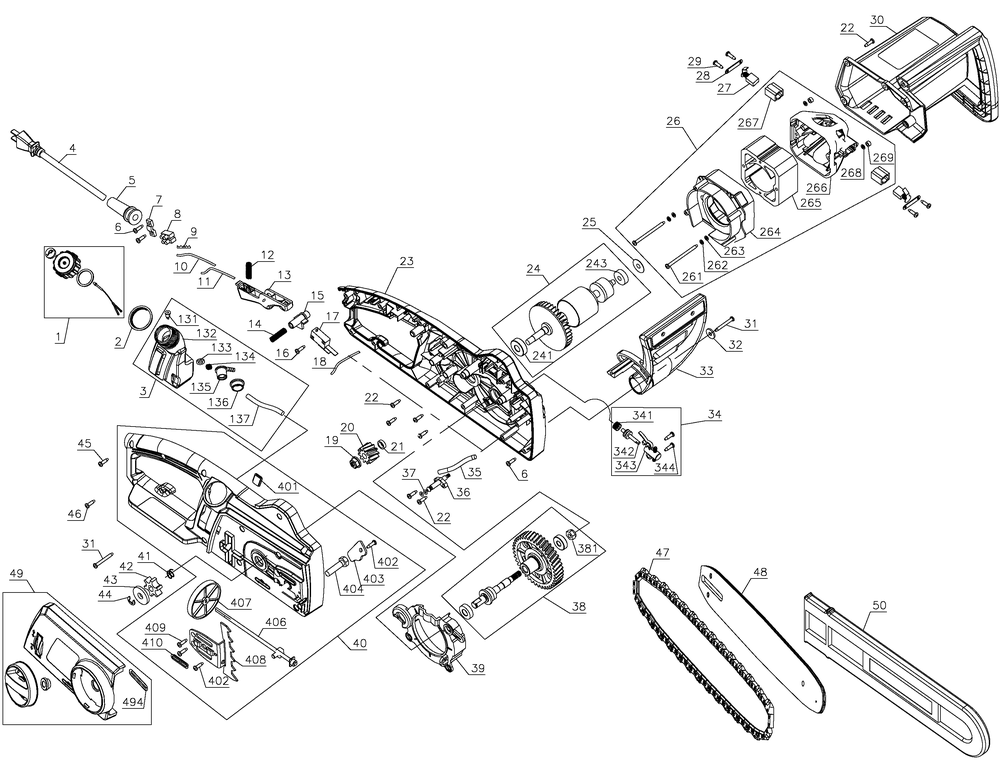 Diagram Diagram and Parts List for CMECS600 Type 1 Craftsman Chainsaw