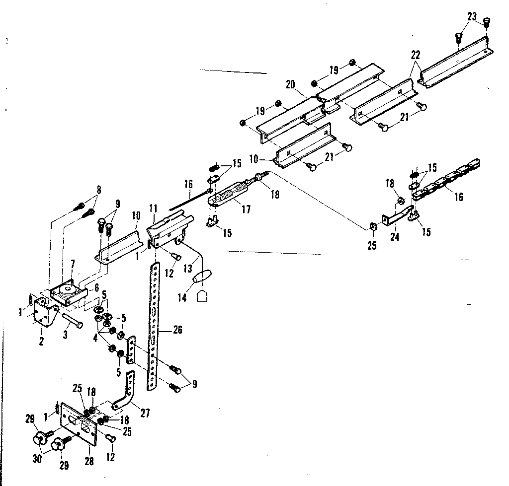 Rail Assembly Diagram and Parts List for 139664053  Craftsman Garage Door Opener