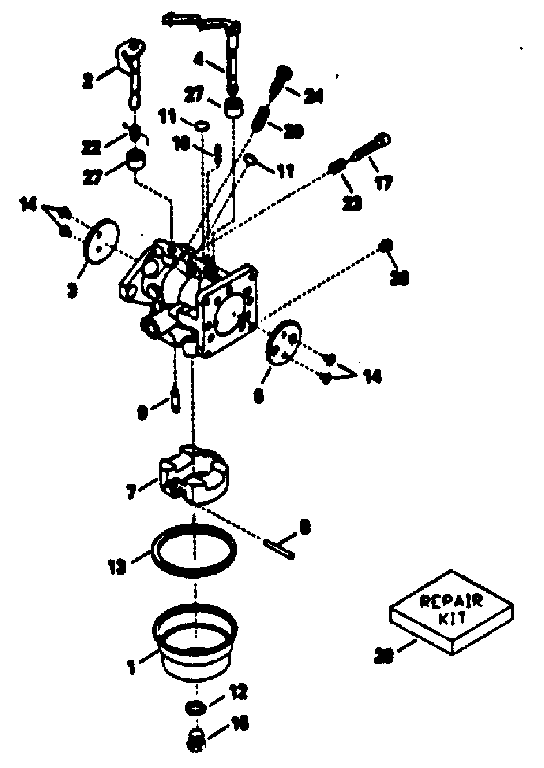 Carburetor Diagram and Parts List for 143770022  Craftsman Engine
