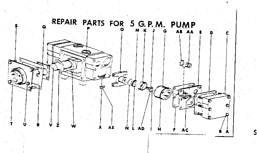 Repair Parts For 5 G.p.m. Pump Diagram and Parts List for 98545015  Craftsman Sprayer