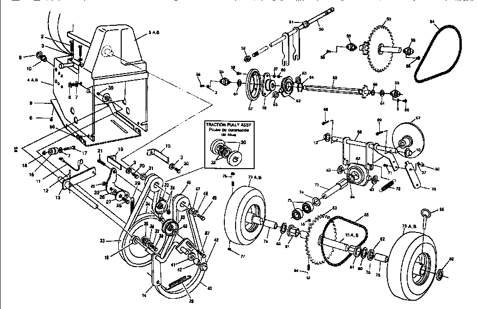 Motor Mount Assembly Diagram and Parts List for 88416  Craftsman Snow Blower
