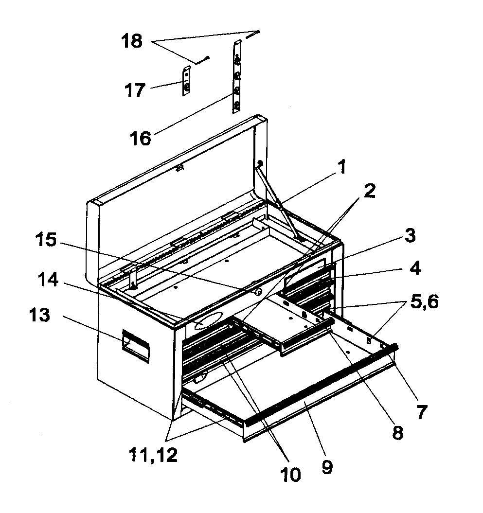 Tool Box Diagram and Parts List for 706592980  Craftsman Tool Stand & Cart