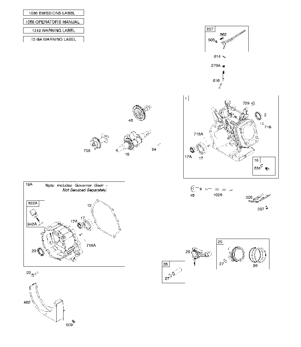 Camshaft/cylinder/crankcase cover Diagram and Parts List for CMXGGAS030790  Craftsman Generator